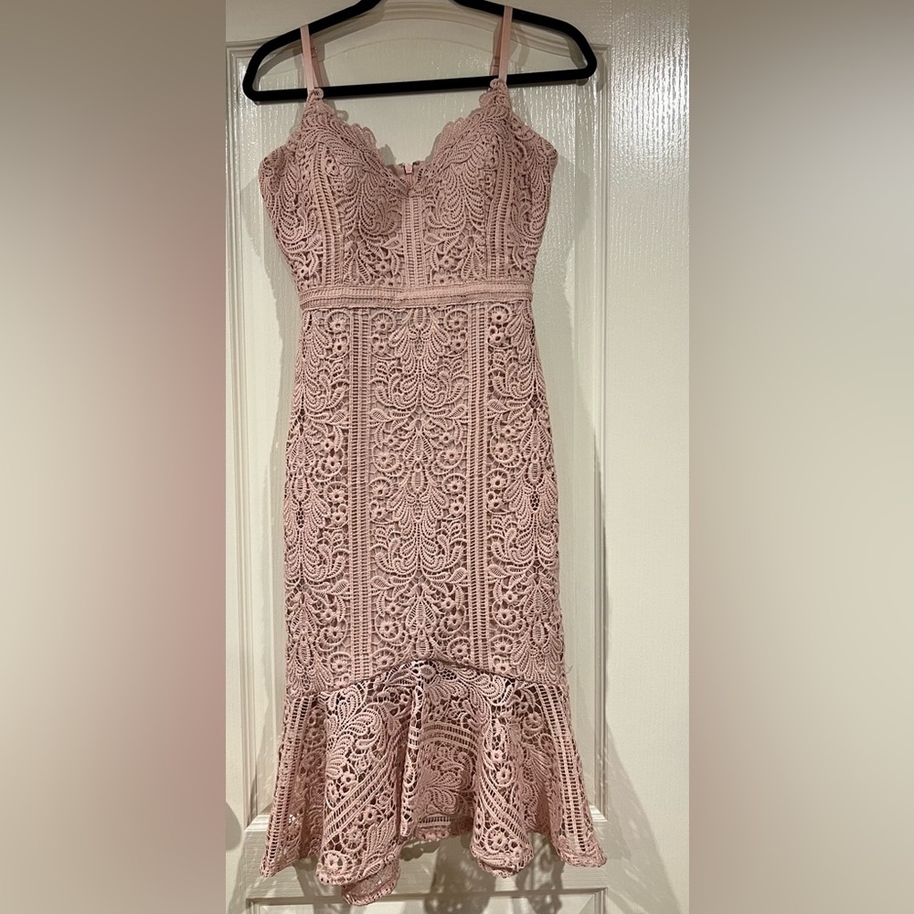 Guess Pink Lace Midi Dress